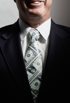 man with money tie