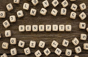 benefits word tiles