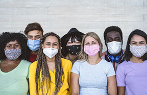 group wearing masks