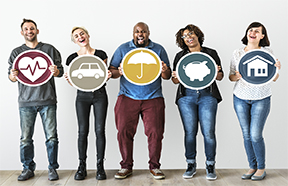 people holding benefits signs