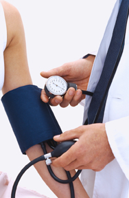 close up of a doctor reading blood pressure