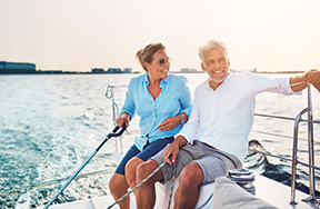 retired couple on boat